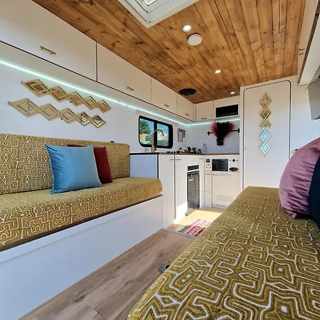 Static Camper In Front Of The Sea