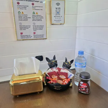 Static Camper In Front Of The Sea Campingplads