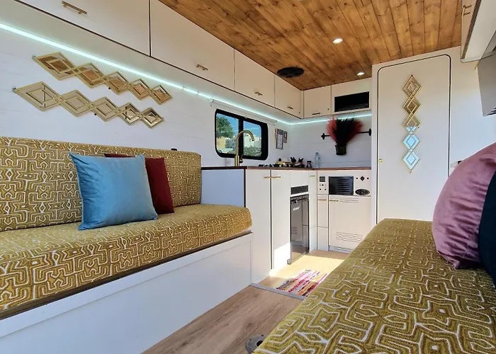 Static Camper In Front Of The Sea