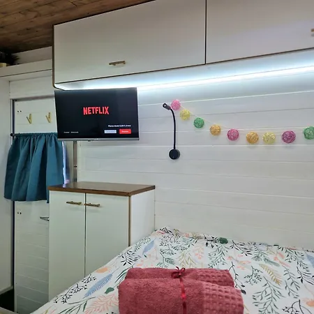 Static Camper In Front Of The Sea