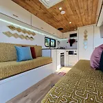 Static Camper In Front Of The Sea